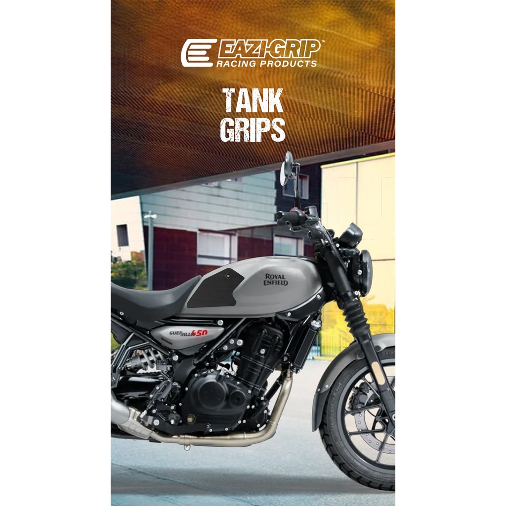 [EVOROY002BL] Eazi-Grip EVO Tank Grips for Royal Enfield Guerilla 450, clear or black (Black) - image 1
