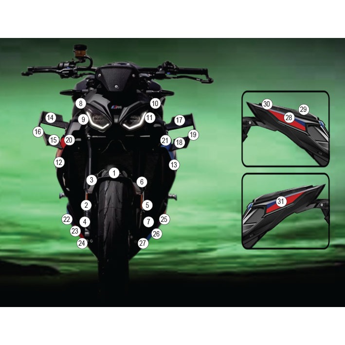 Eazi-Grip Paint Protection Film for BMW M1000R, gloss or matte