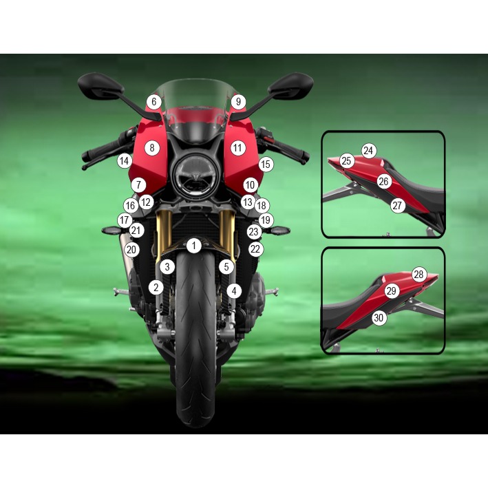 [GUARDTRI013] Eazi-Grip Paint Protection Film for Triumph Speed Triple 1200 RR, gloss or matte (Gloss)