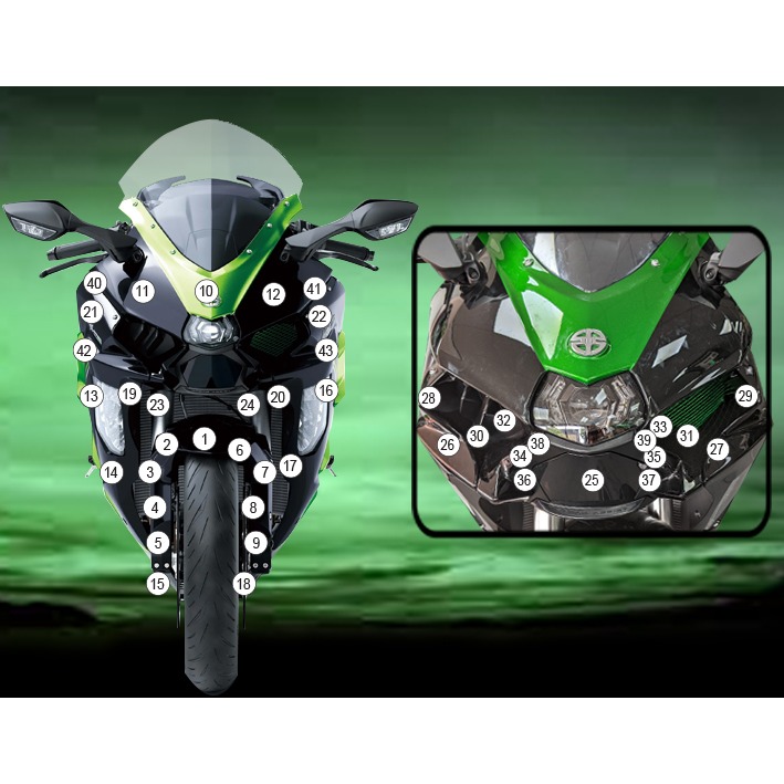 Eazi-Grip Paint Protection Film for Kawasaki H2 SX SE, gloss or matte